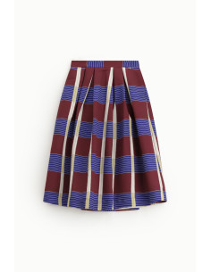 Dixie Geometric Print Pleated Skirt with Half-Leg Design