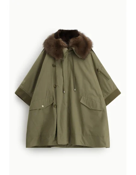 Cappotto Oversize Con Alamari E Collo Pelliccia Dixie
