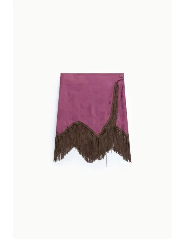 Jupe courte imprimée avec franges décoratives Dixie