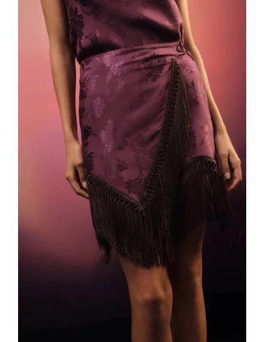 Jupe courte imprimée avec franges décoratives Dixie