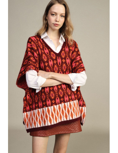 Maglia Smanicata Jacquard Motivo Geometrico Dixie