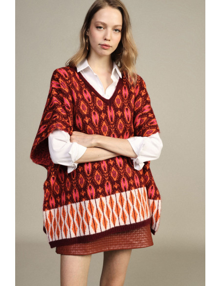 Maglia Smanicata Jacquard Motivo Geometrico Dixie