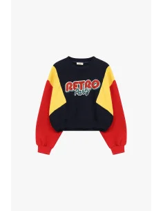 Cropped Crew-Neck Sweatshirt with Color-Block Sleeves Dixie 2