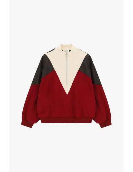 Dixie Hoodless Zip-Up Sweatshirt with Geometric Details - Vestiti F...