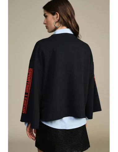 Oversized Sweatshirt With Front Print And Wide Sleeves Dixie