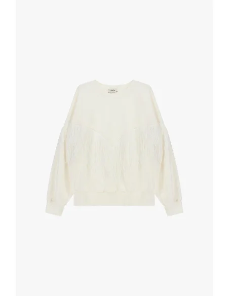 Crew-Neck Sweatshirt With Decorative Fringes In V Dixie