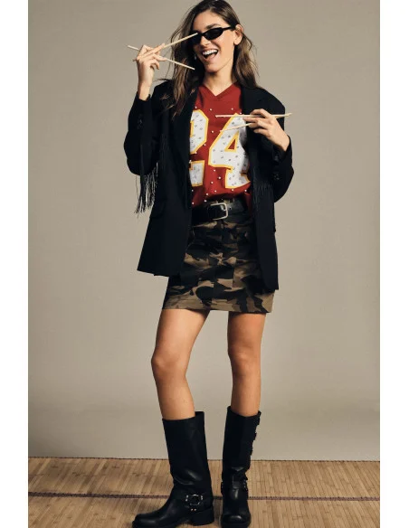 Short Camouflage-Print Skirt with Patch Pockets Dixie