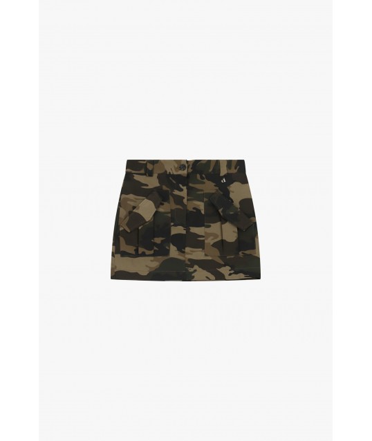 Dixie Short Camouflage-Print Skirt with Patch Pockets