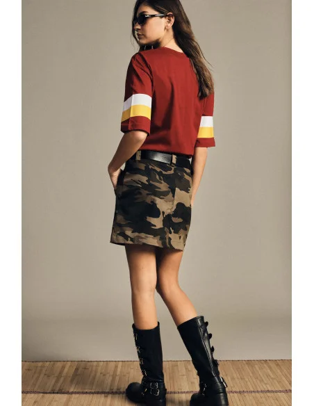 Short Camouflage-Print Skirt with Patch Pockets Dixie