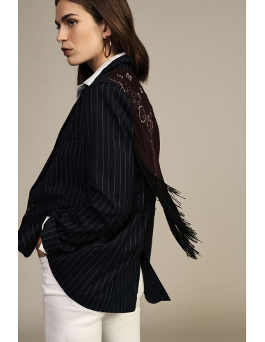 Pinstriped Blazer With Bandana and Dixie Fringes - Vestiti Firmati ...