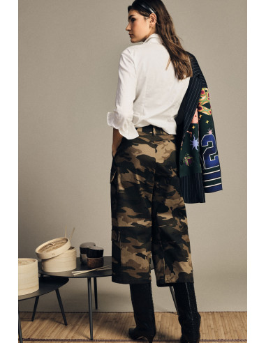 Pantaloni Cropped Fantasia Mimetica Con Tasche Dixie