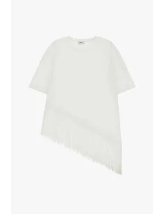 Short-Sleeve T-Shirt with Asymmetric Fringes Dixie