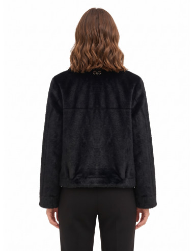 Short Jacket in Soft Faux Fur with Large Pockets by Rinascimento