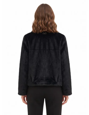 Short Jacket in Soft Faux Fur with Large Pockets by Rinascimento