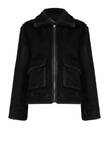 Veste courte en fourrure synthétique douce avec grandes poches « Rinascimento »