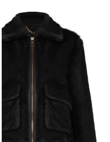 Veste courte en fourrure synthétique douce avec grandes poches « Rinascimento »