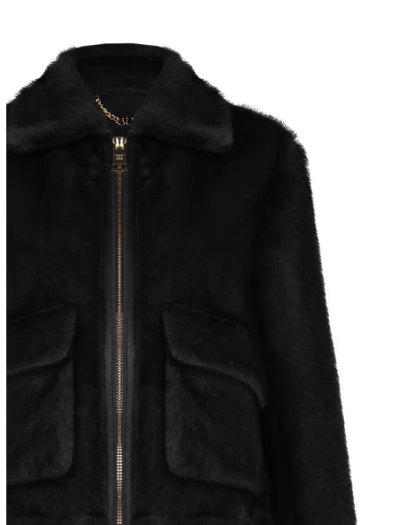 Veste courte en fourrure synthétique douce avec grandes poches « Rinascimento »
