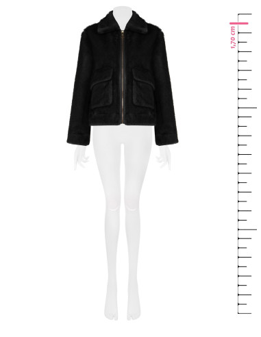 Veste courte en fourrure synthétique douce avec grandes poches « Rinascimento »