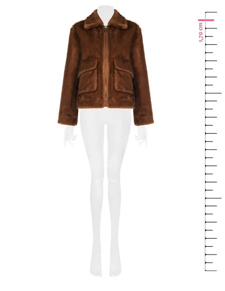 Short Jacket in Soft Faux Fur with Large Pockets by Rinascimento