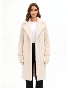 Long Faux Fur Coat with Matching Gloves by Rinascimento