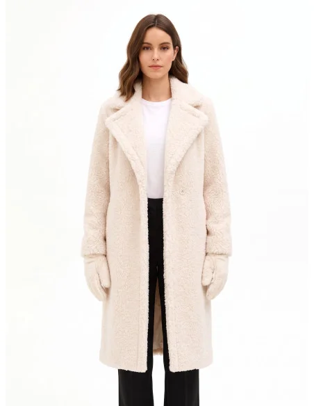 Manteau long en fausse fourrure avec gants assortis « Rinascimento »
