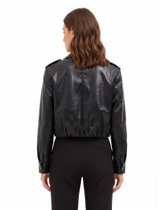 Veste en simili-cuir brillant, effet légèrement froissé, avec boutons assortis « Rinascimento » 2