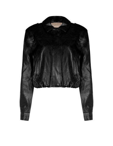 Veste en simili-cuir brillant, effet légèrement froissé, avec boutons assortis « Rinascimento »