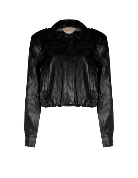Veste en simili-cuir brillant, effet légèrement froissé, avec boutons assortis « Rinascimento »