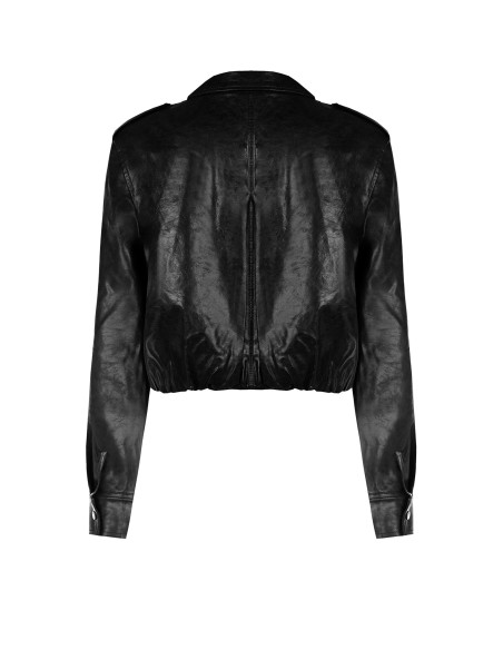 Veste en simili-cuir brillant, effet légèrement froissé, avec boutons assortis « Rinascimento »