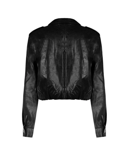 Veste en simili-cuir brillant, effet légèrement froissé, avec boutons assortis « Rinascimento »