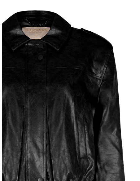 Veste en simili-cuir brillant, effet légèrement froissé, avec boutons assortis « Rinascimento »