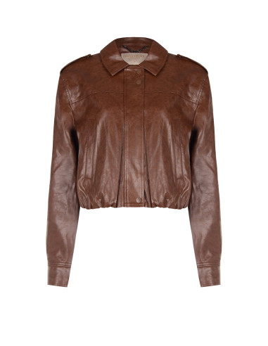 Veste en simili-cuir brillant, effet légèrement froissé, avec boutons assortis « Rinascimento »