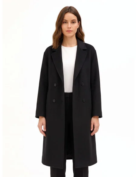 Cappotto Lungo Hand Made In Panno Misto Lana Rinascimento
