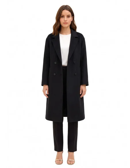 Handmade Long Coat in Rinascimento Wool-Blend Cloth