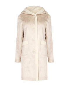Manteau long en imitation peau de mouton avec pochette assortie et capuche « Rinascimento » 2