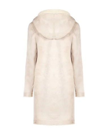 Manteau long en imitation peau de mouton avec pochette assortie et capuche « Rinascimento »