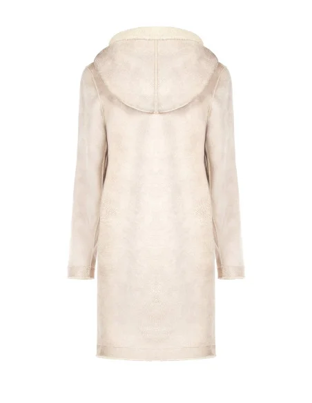 Long faux sheepskin coat with matching handbag and Rinascimento hood
