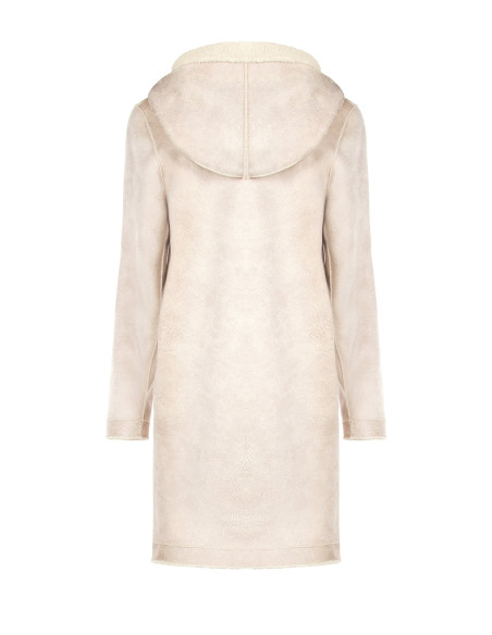 Manteau long en imitation peau de mouton avec pochette assortie et capuche « Rinascimento »