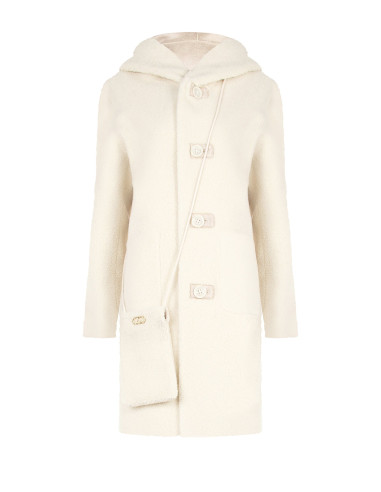 Manteau long en imitation peau de mouton avec pochette assortie et capuche « Rinascimento »