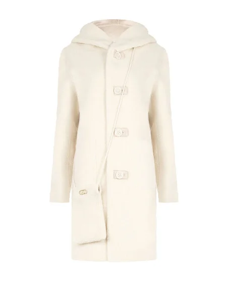 Manteau long en imitation peau de mouton avec pochette assortie et capuche « Rinascimento »