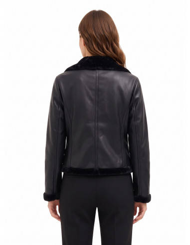 Giubbotto Biker In Similpelle E Pelliccia Sintetica Rinascimento