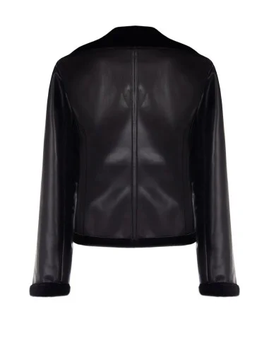 Veste de motard en simili-cuir et fourrure synthétique Rinascimento