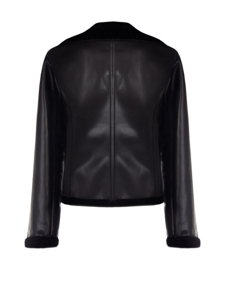 Veste de motard en simili-cuir et fourrure synthétique Rinascimento