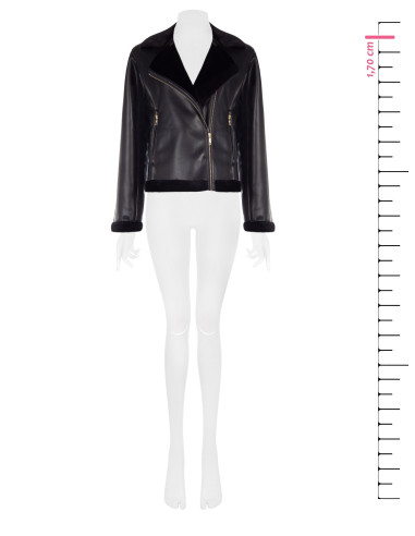 Rinascimento Faux Leather and Faux Fur Biker Jacket