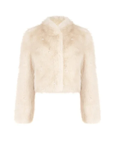Manteau court en fausse fourrure avec perles ton sur ton « Rinascimento »