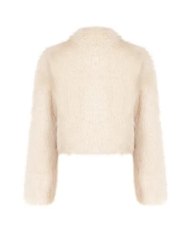 Rinascimento Short Faux Fur Coat with Tone-on-Tone Pearls