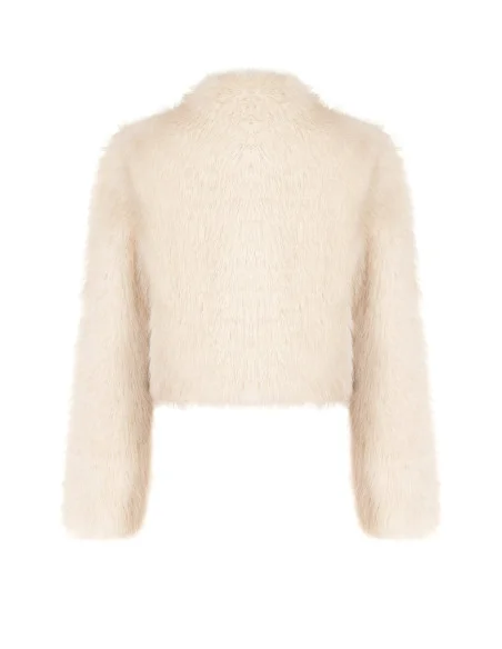 Manteau court en fausse fourrure avec perles ton sur ton « Rinascimento »
