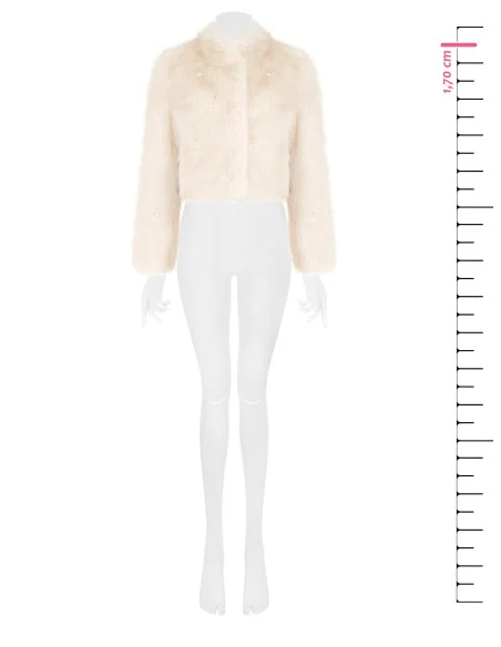 Manteau court en fausse fourrure avec perles ton sur ton « Rinascimento »