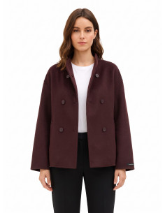 Manteau court oversize fait main en tissu mélangé laine « Rinascimento »
