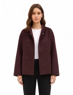 Manteau court oversize fait main en tissu mélangé laine « Rinascimento »